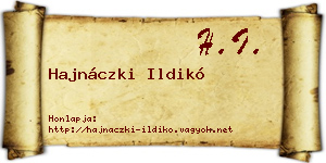 Hajnáczki Ildikó névjegykártya